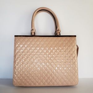 NWOT  Shoulder Handbag Warm Toupe Patent Leather